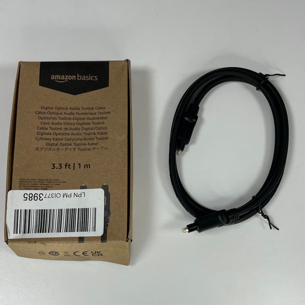 Amazon Basics Digital Optical Audio Toslink Cable 3.3 Feet 1 Meter Black